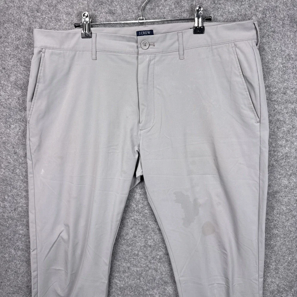 J.Crew Flex Slim Mens 36x34 Light Grey Performance Tech Chino Pants Slim Fit